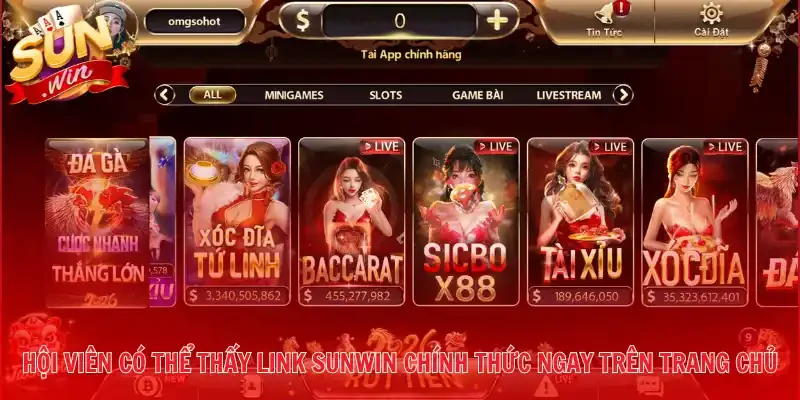 Hội viên có thể thấy link Sunwin chính thức ngay trên trang chủ